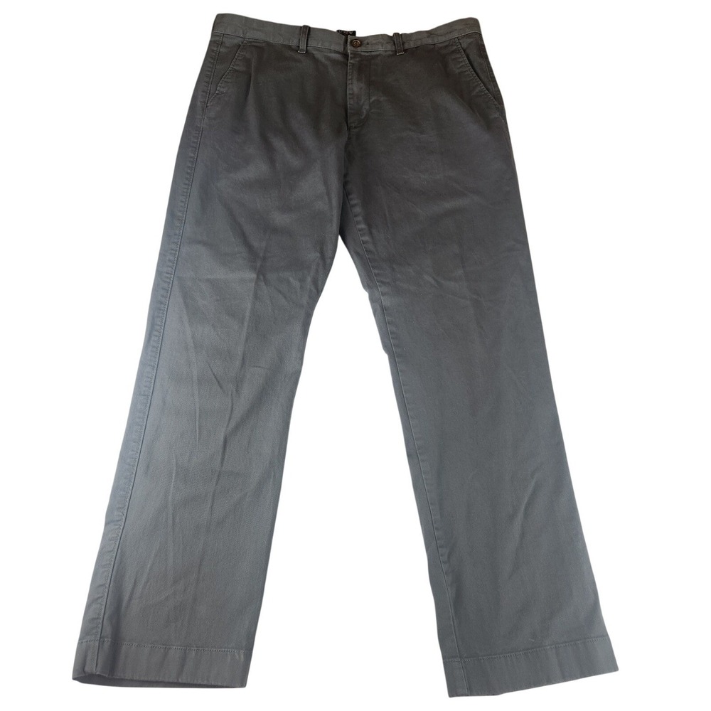 J.Crew Flex Chino Pants Men's W36 L32 Straight Fit Grey Flat Front Preppy Casual